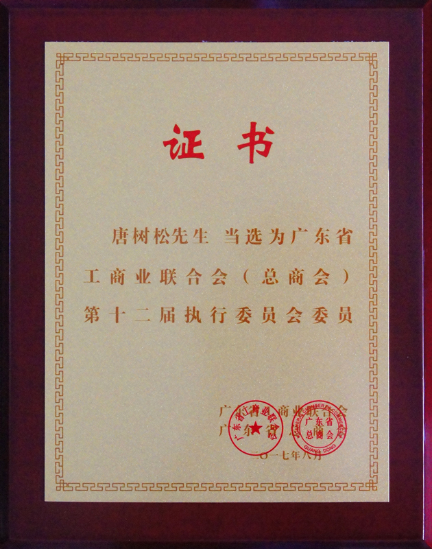 唐樹(shù)松先生當選廣東省工商業(yè)聯(lián)合會(huì )（總商會(huì )）第十二屆執行委員會(huì )執委.jpg